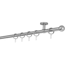 20mm,1-läufig,Rohr,Deckenträger classic,Endstück ball Größe: 130cm, Farbvariante: Edelstahl-Optik