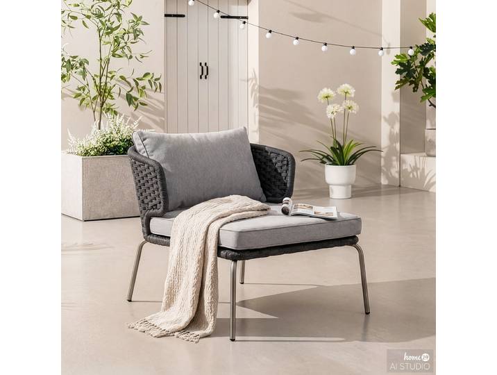 Designer Loungesessel 69 x 64 x 74cm Schwarz/Grau