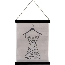 Chic Antique Leinwandbild mit Text zum Aufhängen klein, L24 x B29 x H1 cm, antik schwarz, Life is too short
