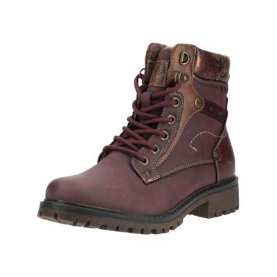 Schnürstiefelette MUSTANG SHOES "Mustang Shoes Stiefelette Lederimitat", Damen, Gr. 37, lila (braun), Lederimitat, Schuhe Schnürstiefelette