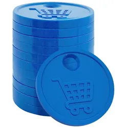 CombiCraft blanko Einkaufswagenchips 0,50 € Format aus starkem Kunststoff in Blau - 100 Stück