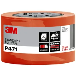 3M Weich-PVC-Klebeband P471 F, orange, 75 mm x 33 m, 0,13 mm