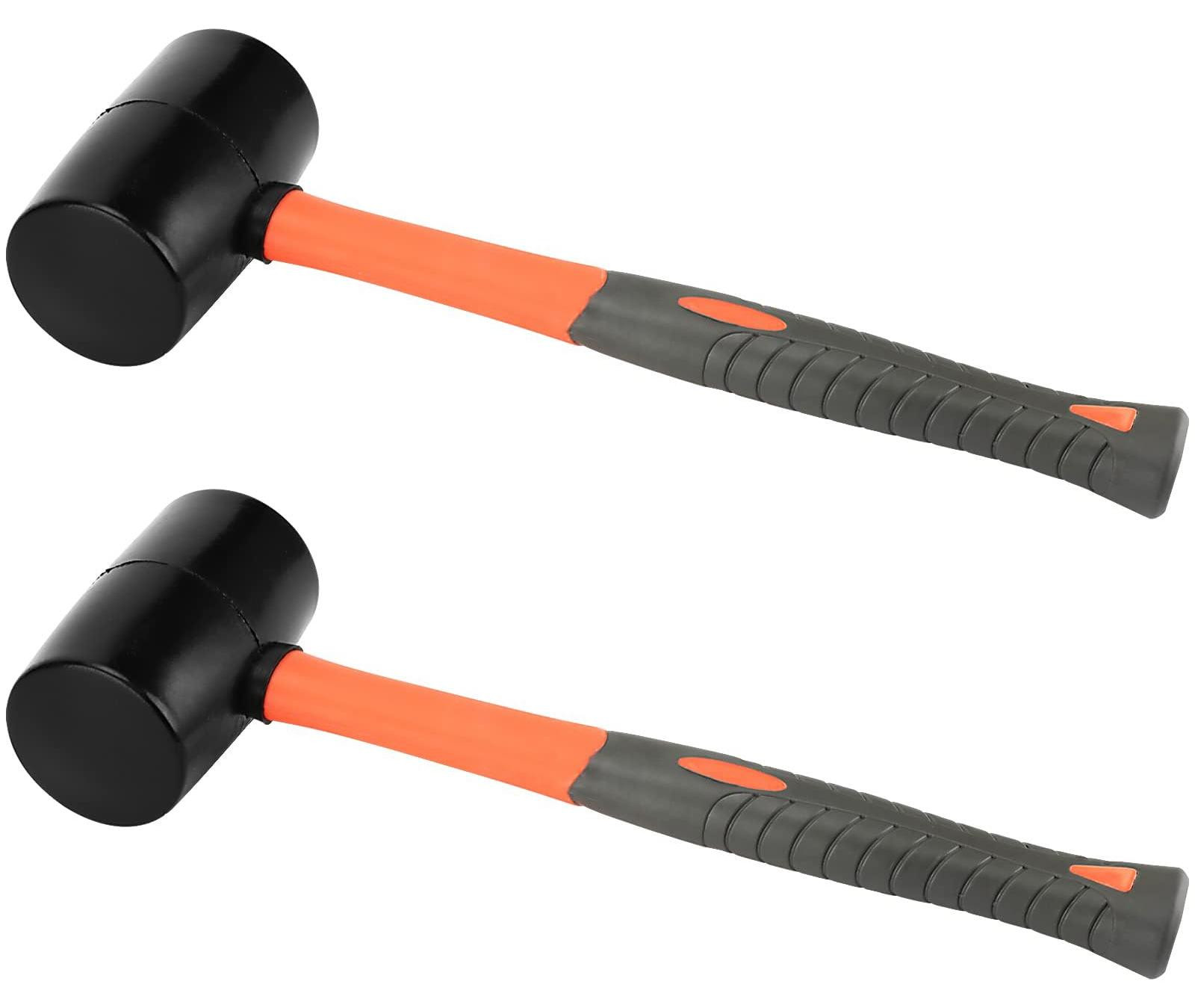 Set van 2 rubberen hamers met glasvezel handvat voor vloeren