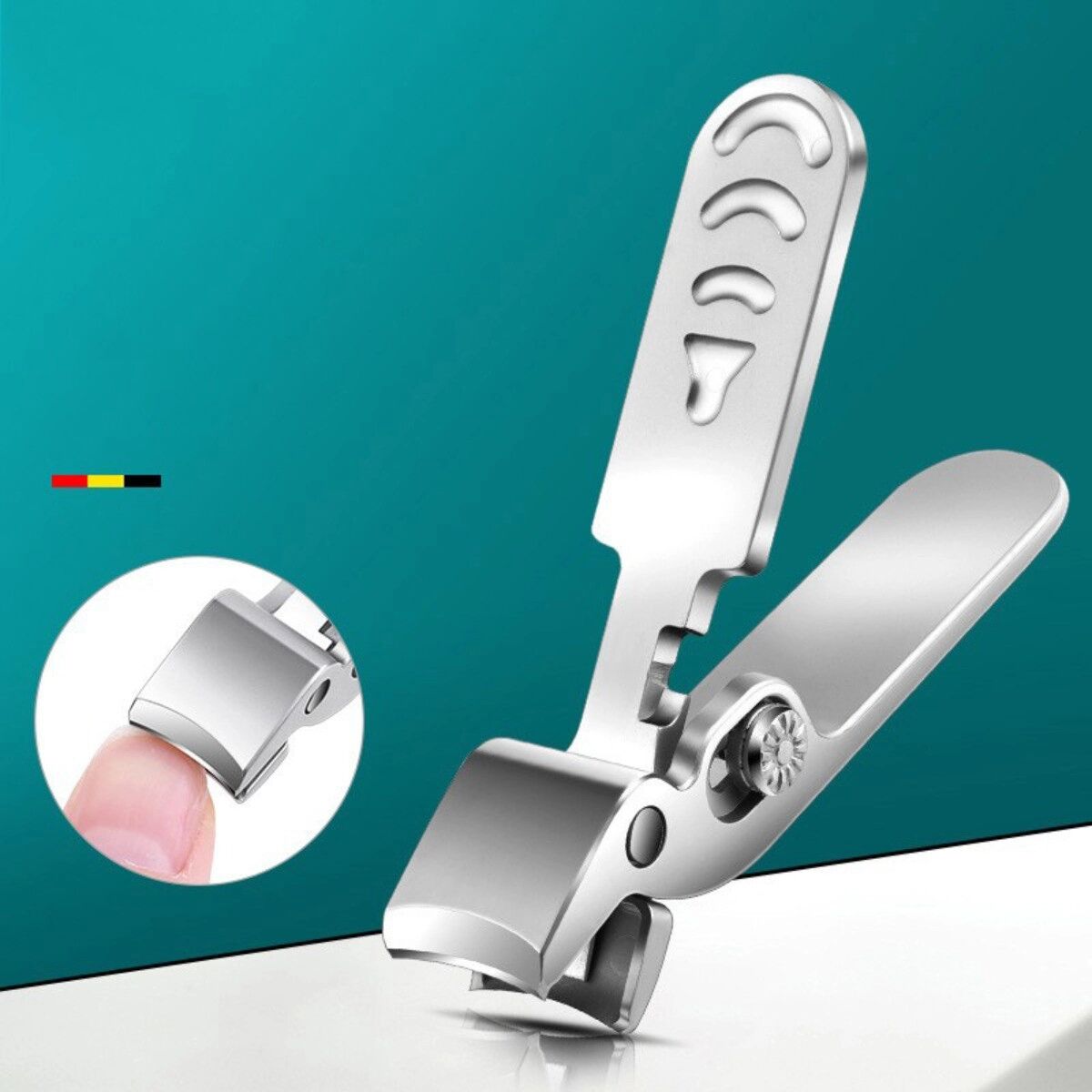 INF Edelstahl Anti-Spritz Nagelknipser-Set mit quadratischer Glasfeile und tragbarem Etui