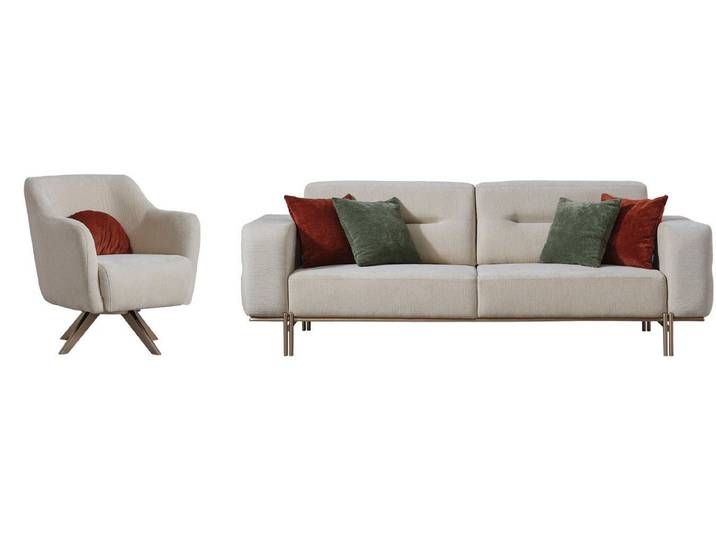 Villa Möbel Polstergarnitur Eos, (Set, Set besteht aus: 3 Sitzer+Sessel), Hand Made Qualtiy, pflegeleichter Mikrofaserstoff
