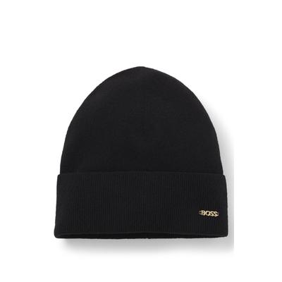Strickmütze BOSS "Laris Hat", Damen, schwarz (schwarz 001), Strick, Wollmischung, unifarben, Mützen Strickmütze, aus edlem Schurlwoll-Kaschmir-Mix, unisex