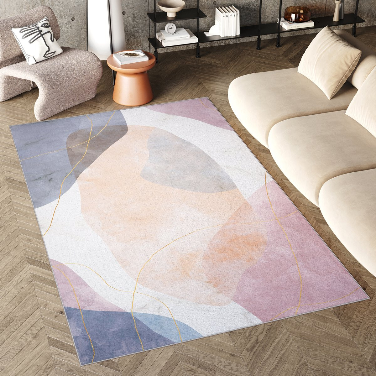 Tapiso Modern Art Vloerkleed Abstract Flannel Wasbaar Antislip B/D: 160 x 230 cm