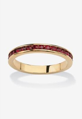 Yellow Gold Plated Simulated Birthstone Eternity Ring by PalmBeach Jewelry in January (Size 10)