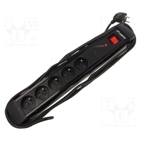 Lanberg SP1 5 gniazd PL (5x, CEE 7/4, 5 m) (SP1-05E-0500-BK)