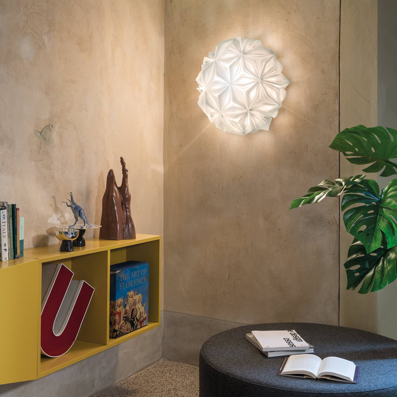 Slamp Designer Ceiling Light La Vie M, dimmable, White / opal, Living / Dining Room, Plastic, Design, Ceiling Light