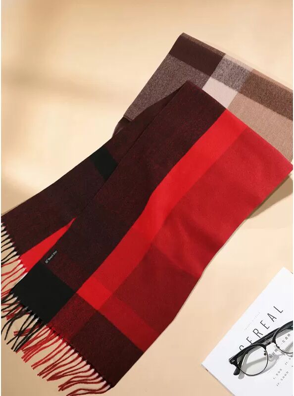 INF Écharpe à carreaux rouges Accessoire d'hiver chaud et élégant Rouge