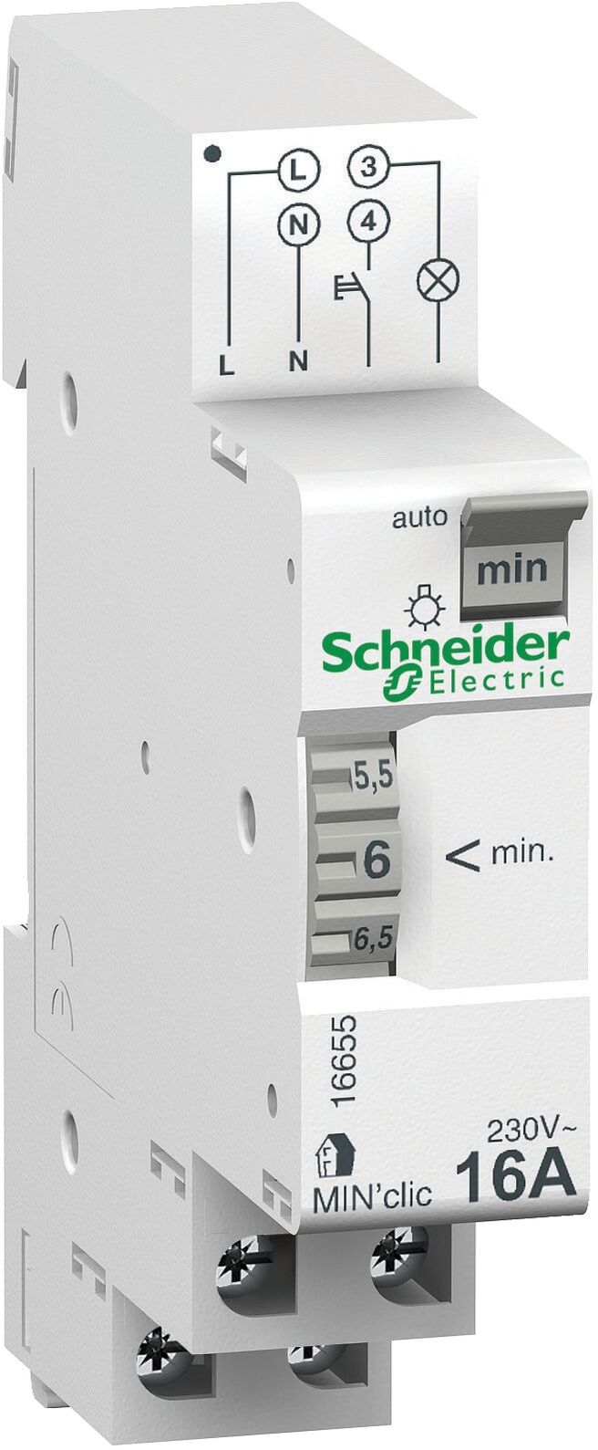 Minuterie Resi9 Min 1 contact 16A/250Vca réglage par molette SCHNEIDER ELECTRIC 16655