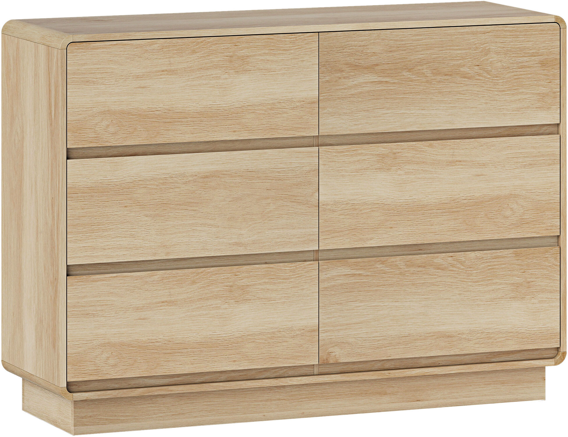Homcom Credenza con 6 Cassetti Spigoli Arrotondati per Soggiorno Cucina Ingresso Ufficio 120x38x86 cm Naturale   Aosom Italy