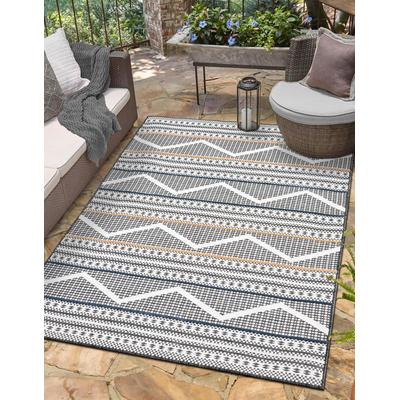 Outdoorteppich "Shadow, LAGERRÄUMUNG", schwarz-weiß (schwarz,weiß,braun), B:160cm H:8mm L:230cm, Polypropylen, MYFLAIR MÖBEL & ACCESSOIRES, Teppiche, Outdoorteppich, modernes Design, Outdoor geeignet, Balkon, Terrasse