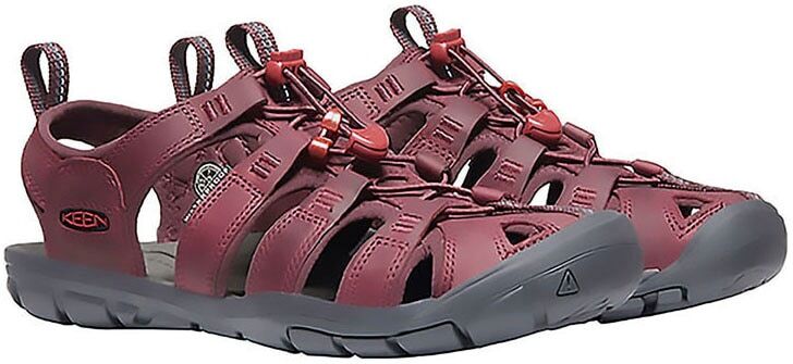 Sandale KEEN "CLEARWATER CNX LEATHER", Damen, Gr. 36, rot (weinrot), Leder, Schuhe Sandale weinrot 36
