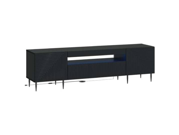 GKHPYURE TV-Schrank mit LED, schwarz, aus Holz, mit umkehrbaren Türen Integrierte LED-Leuchten, 90 ° umkehrbare Anschlüsse, großer Raum, feuchtigkeitsbeständig, nur für den Innenbereich
