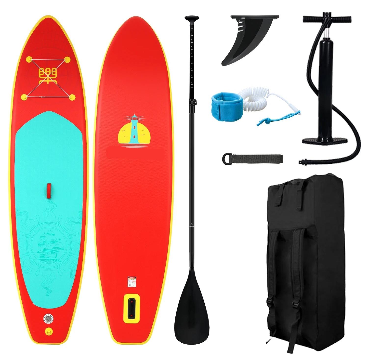 Aufblasbares Stand-Up-Paddle-Board, rot, 350x87 cm, mit hoher Tragfähigkeit, geeignet auch für Kajaks