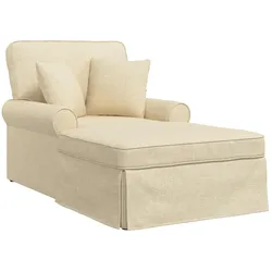 vidaXL Chaise Lounge mit Rock mit Kissen mit Kissen 3 pcs Creme Stoff