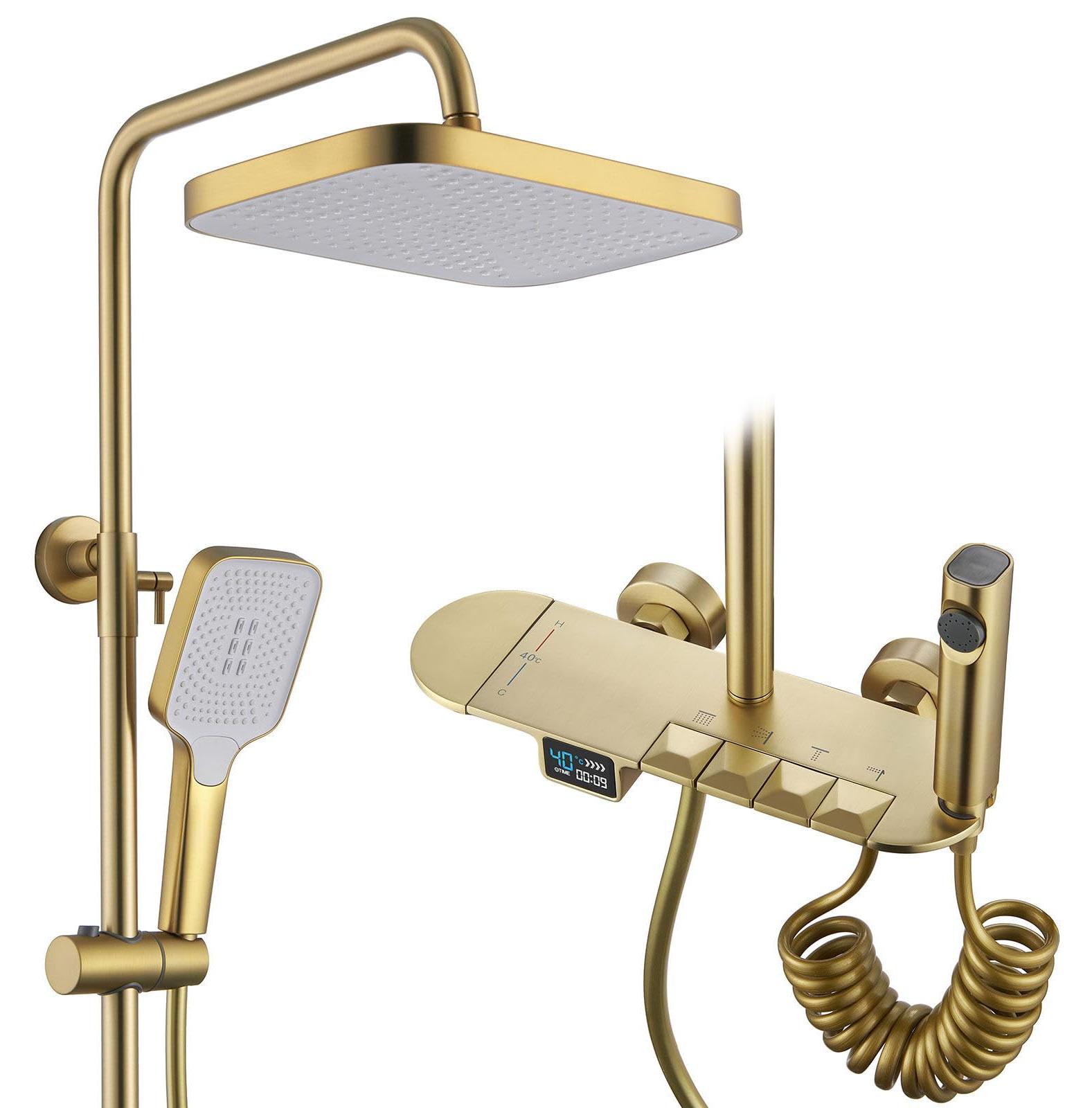 Duschsystem mit Thermostat, LED-Display, 30x20 cm, quadratisch, 59A Messing