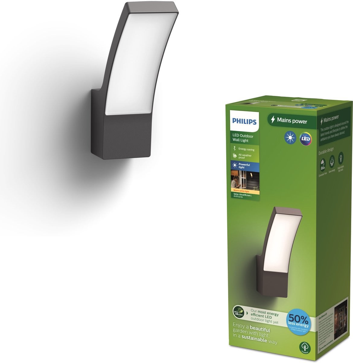 Philips Splay LED wandlamp - Antraciet - Aluminium