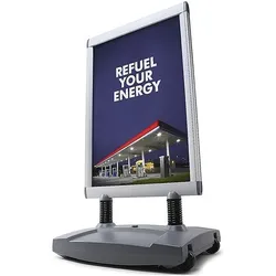 Showdown Displays Kundenstopper A1 »Windtalker® Excel« Kunststoffbasis Außenbereich grau, 62.5x121.5x50 cm
