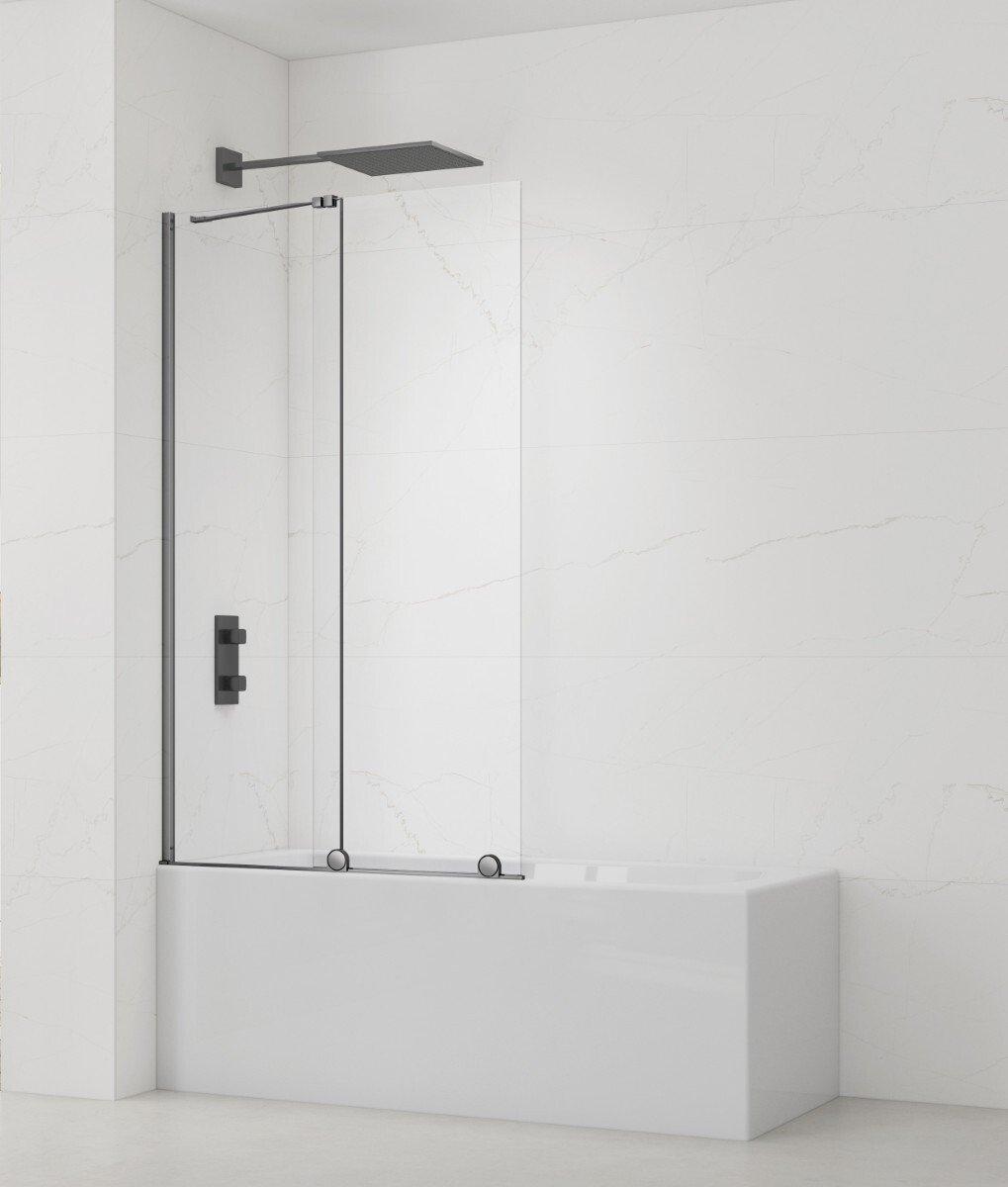 SAT Walk-In Xmotion Badewannenabtrennung 2-teilig Schiebetür 150x117,5 cm, gunmetal