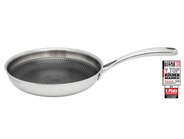 Bratpfanne ELO PREMIUM Relief Evolution , silber (edelstahlfarben), B:29,5cm H:6cm L:48,5cm Ø:28cm, Pfannen, Bratpfanne, einzigartiges Öl Dosiersystem, Induktion