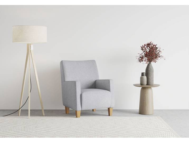 Sessel, Flachgewebe AMSTERDAM, Silber, 74×93×81 cm, Federkern, Handgefertigt, sit&more