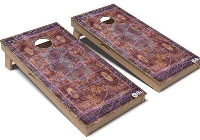 Skip's Garage Bohemian Cyan Cornhole Board Set