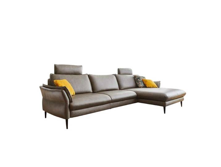 Couchliebe Houston Ledersofa - Leder Vivre Greystone - rechts manuelle Rückenteilverstellung, automatische Fußteilverstellung, automatische Relaxfunktion, automatische Sitztiefenverstellung, manuelle Kopfteilverstellung, Schlaffunktion, Wall-Free-Funktion Modern, Zeitlos