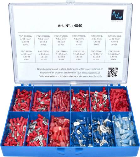 Vogt Verbindungstechnik 4040 Quetschverbinder-Sortiment 0.50mm² 2.50mm² Rot, Blau 575St.