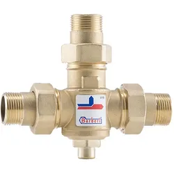 Barberi Thermostatisches Umschaltventil mit Festeinstellung Kv 3,5 - mit Verschraubungen und Überwurfmuttern P93 G 3/4'' AG
