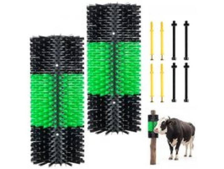 VEVOR Kratzbürste 43x19 cm, Viehbürste 2 Stk. inkl. 8 Schrauben, Rinderkratzer zur Linderung von Rückenjucken, Massage-& Pflege-Kratzwerkzeug für Pferde, Rinder, Schafe & Schweine, Grün & Schwarz