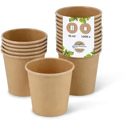 BIOZOYG Portionsbecher 1000 Stück 75 ml braun Pappbecher to go Becher Dipschalen Dessertschalen Einweggeschirr - Alternative zum Plastikbecher