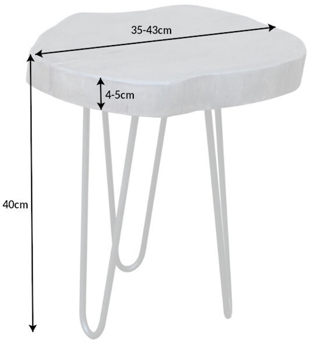 Ronde bijzettafel GOA van Invicta Interior, grijs massief acaciahout, diameter: 45 cm