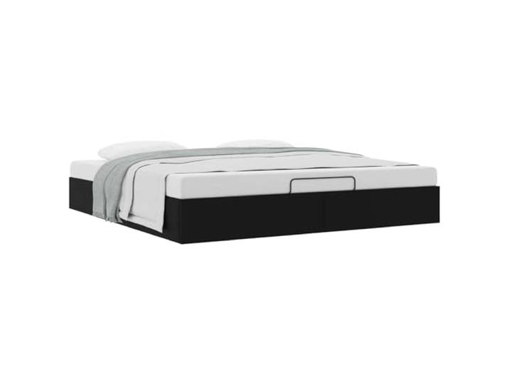 KTHLBRH Ottoman-Bett, Schwarz, King Size, mit Stauraum Gestell aus Metall und Holz, Gasheber, Kapazität 280 kg, leicht zu reinigen