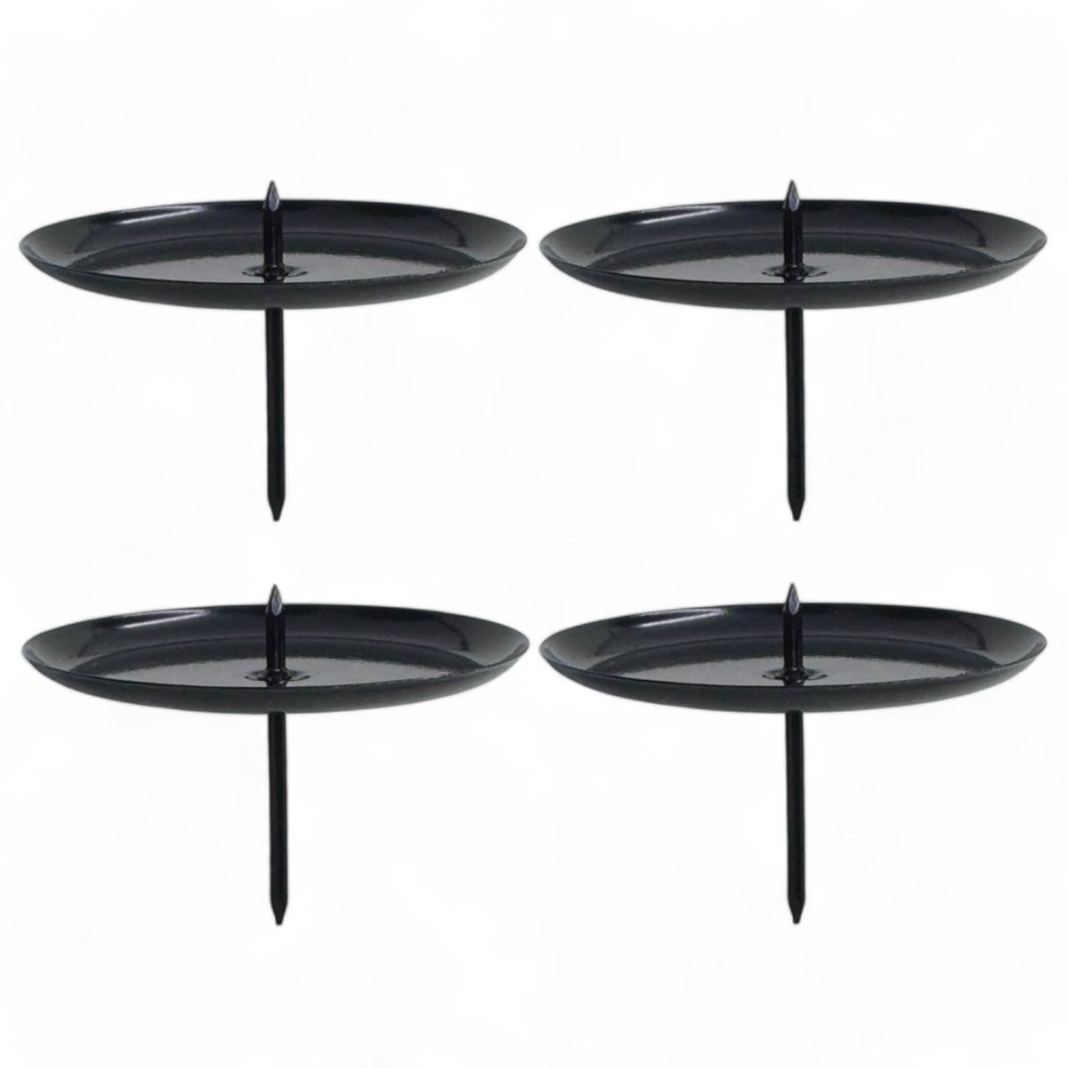Dailygoods 4-delige set adventkaarsenhouders met doorn - Zwart - Ø 60 mm