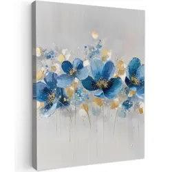 LEINWANDBILD Blumen - Blau - Abstrakt Room Decor 30x40 cm