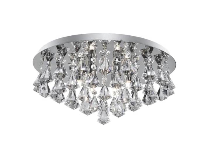 8 LIGHT CHROME FLUSH FITTING COMPLETE WITH DIAMOND SHAPE CRYSTAL