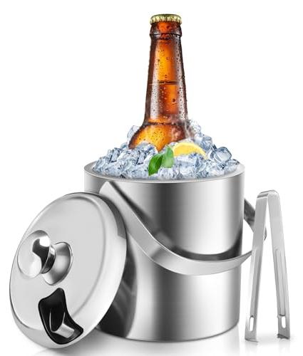 Eisbehälter aus Edelstahl mit Deckel und Clip, 1 Stück
