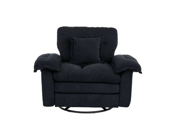 Grand Fauteuil bergère capitonné - Fauteuil scandinave - pivotant - métal et chenille - 116x84x96 - noir