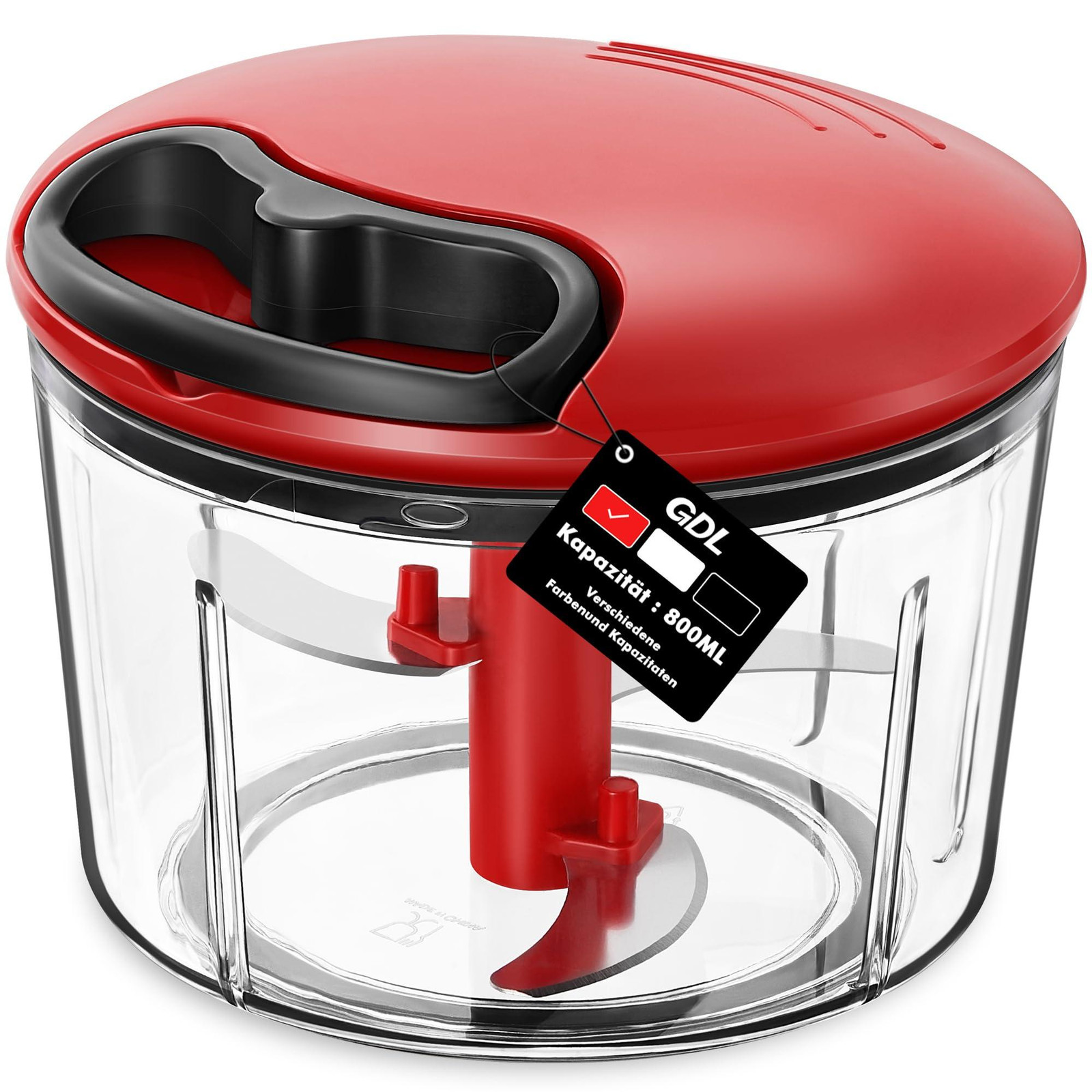 Dripio Groentensnijder met trekkoord, 800 ml, rood, handmatig
