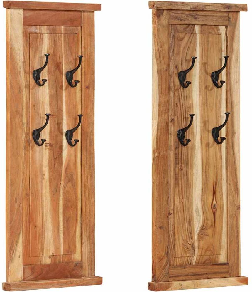 vidaXL Porte-manteaux 2 pcs Bois massif d'acacia 38x100 cm
