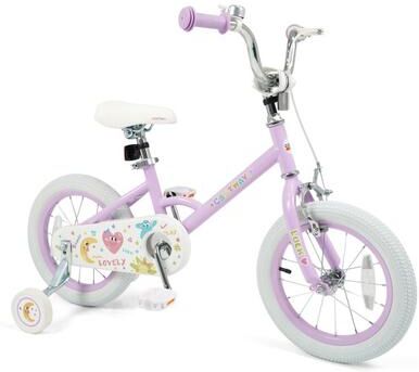 Costway 14 Inch Kids Bike Adjustable for 3-8 Years Old Children Purple - Stars & Moon