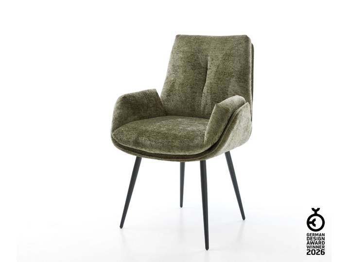 Esszimmerstuhl Clea-Flex Chenille Olive 4-Fuß konisch Schwarz, Esszimmerstühle