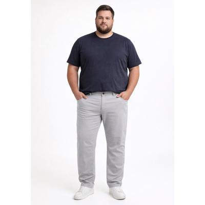5-Pocket-Hose MAN'S WORLD PLUS "Große Größen", Herren, Gr. 34, U + N + S Gr, grau (hellgrau), Web, Obermaterial: 98% Baumwolle, 2% Elasthan, unifarben, regular fit lang, Hosen 5-Pocket-Hose, Angebot: in Konfektionsgrößen Normal - und Kurzgrößen