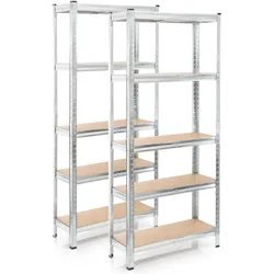 Wiltec, Kellerregal, Set 2x Schwerlastregal verzinkt 174x75x30cm Steckregal 875kg Werkstatt