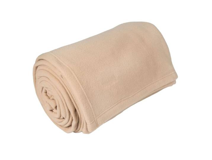 Couverture polaire grand confort polyester sable 180x220 cm