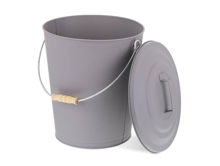Ascheeimer mit Deckel Hellbraun-Grau