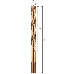 Alpen, Bohrereinsatz, Kobaltbohrer für Metall HSS-Co 14,5 mm, mit geschliffenem 3-Ebenen-Griff (0065601450100) gedrehtem G